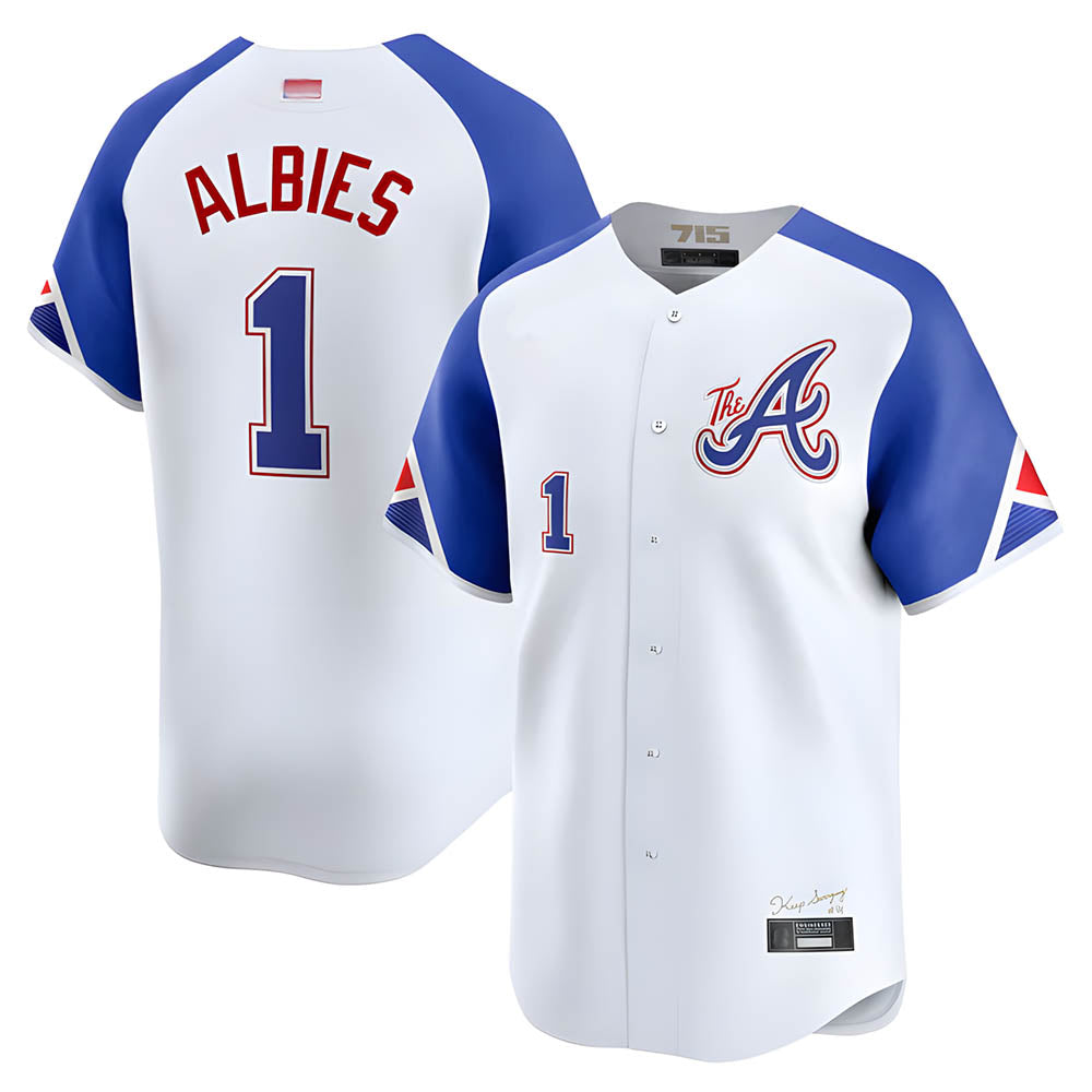Arlishia A.Braves #1 Ozzie Albies Player Blue City Connect Stitched Jerseys