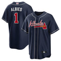Arlishia A.Braves #1 Ozzie Albies Player Navy Alternate Stitched Jerseys