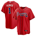 Arlishia A.Braves #1 Ozzie Albies Player Red Alternate Stitched Jerseys