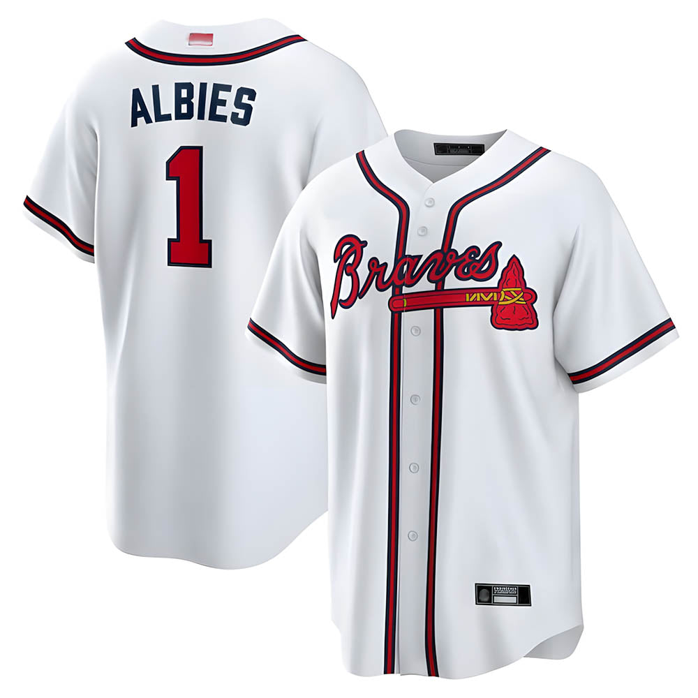 Arlishia A.Braves #1 Ozzie Albies Player White Alternate Stitched Jerseys