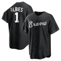 Arlishia A.Braves #1 Ozzie Albies Player Black&White Replica Stitched Jerseys