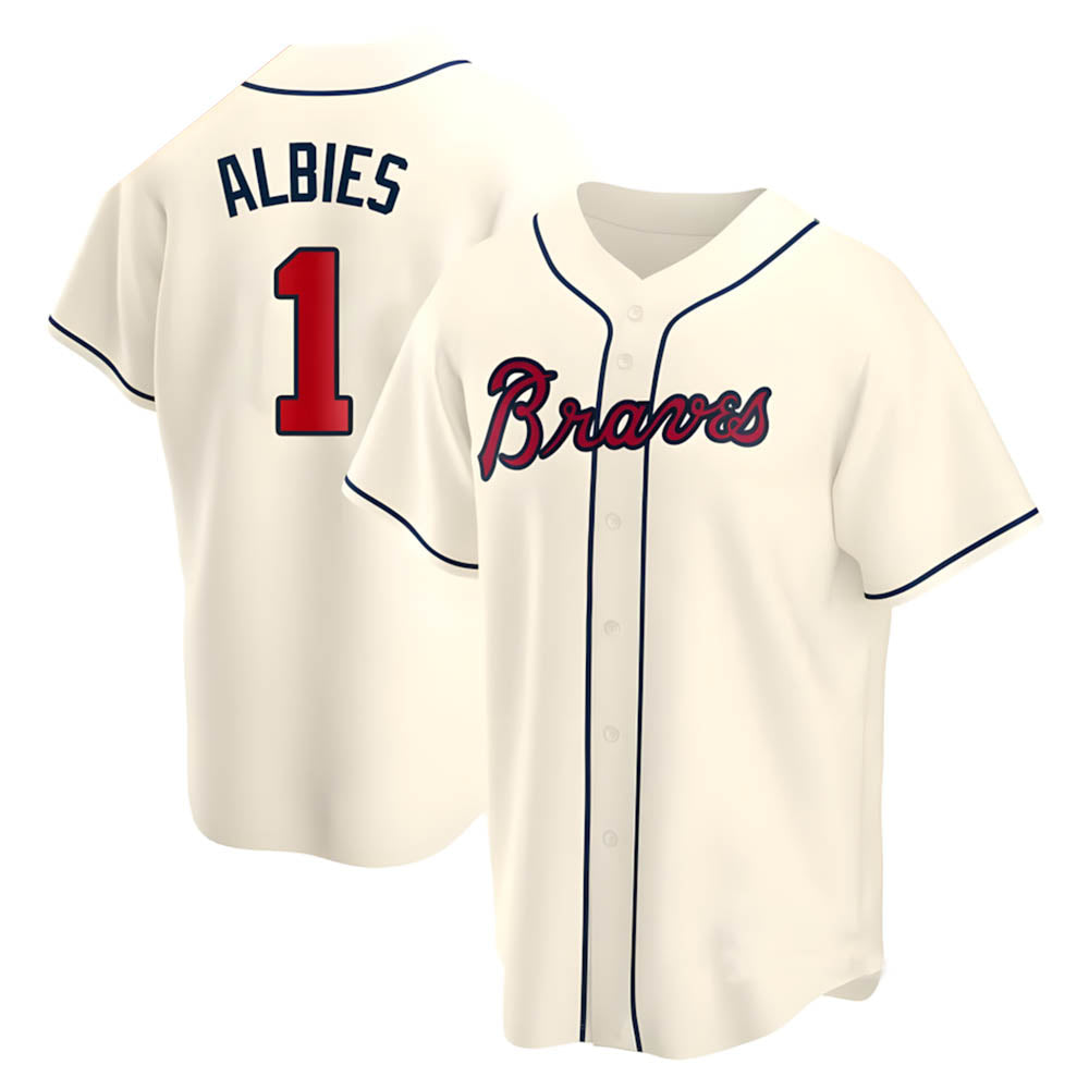 Arlishia A.Braves #1 Ozzie Albies Player Cream Replica Alternate Stitched Jerseys