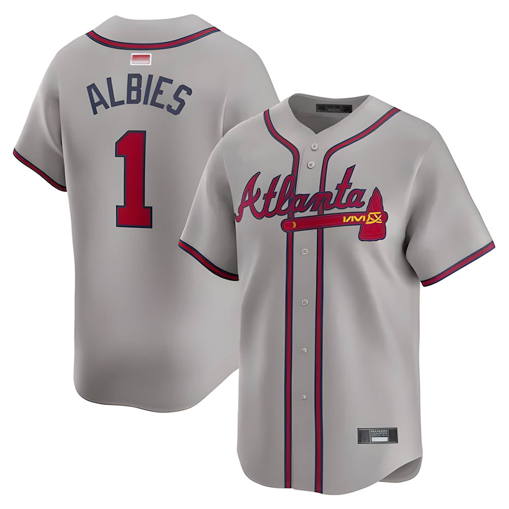 Arlishia A.Braves #1 Ozzie Albies Player Gray Vapor Premier City Connect Premium Stitched Jerseys