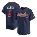 Arlishia A.Braves #1 Ozzie Albies Player Navy Limited 2025 Speedway Classic Alternate Stitched Jerseys