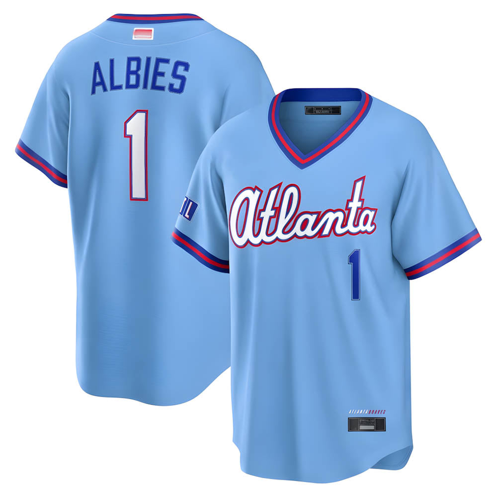 Arlishia A.Braves #1 Ozzie Albies Player Powder Blue 2026 City Connect T shirt Stitched Jerseys