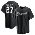 Arlishia A.Braves #27 Austin Riley Player Black&White Replica Stitched Jerseys