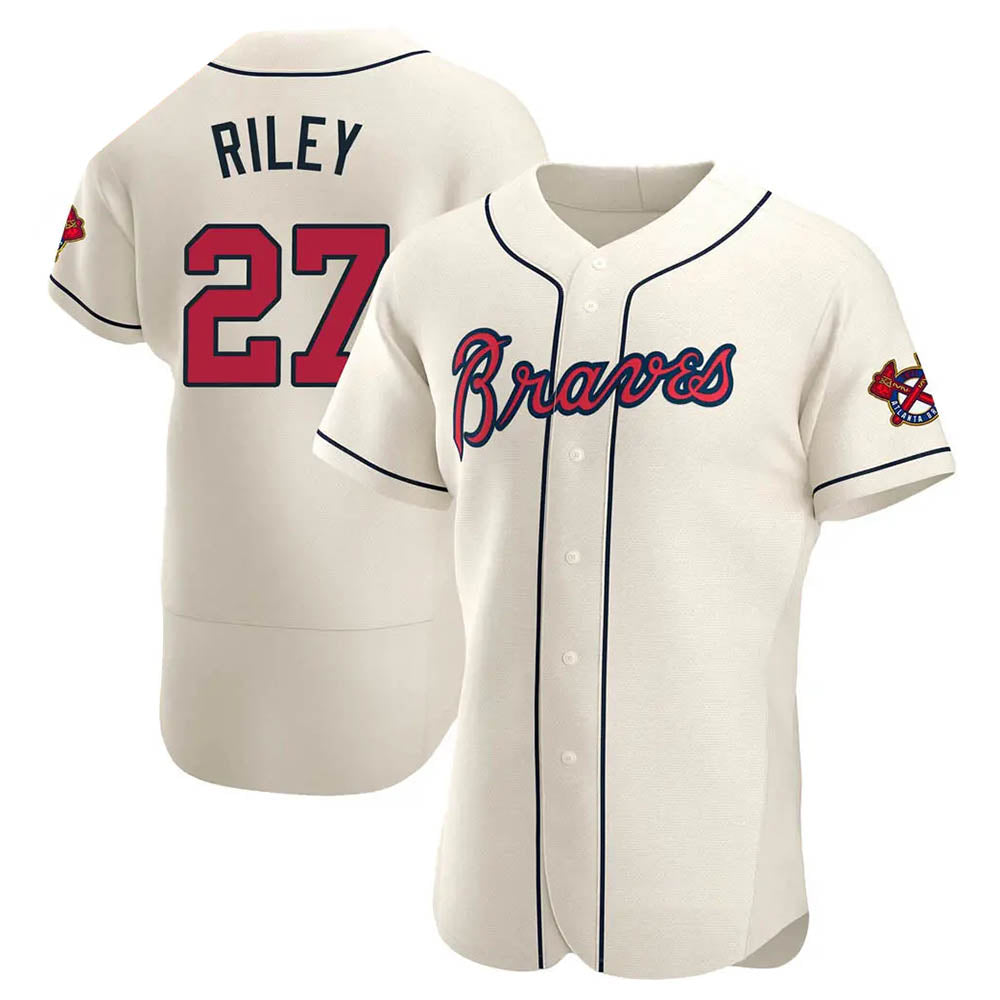 Arlishia A.Braves #27 Austin Riley Player Cream Authentic Alternate Stitched Jerseys