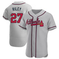Arlishia A.Braves #27 Austin Riley Player Gray Authentic Road Stitched Jerseys