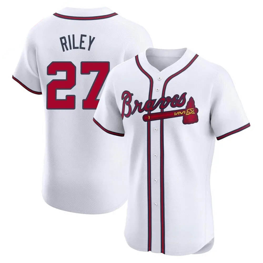 Arlishia A.Braves #27 Austin Riley Player White Elite Home Stitched Jerseys