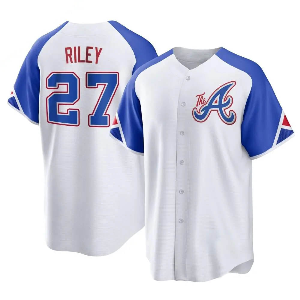 Arlishia A.Braves #27 Austin Riley Player White Replica City Connect Stitched Jerseys
