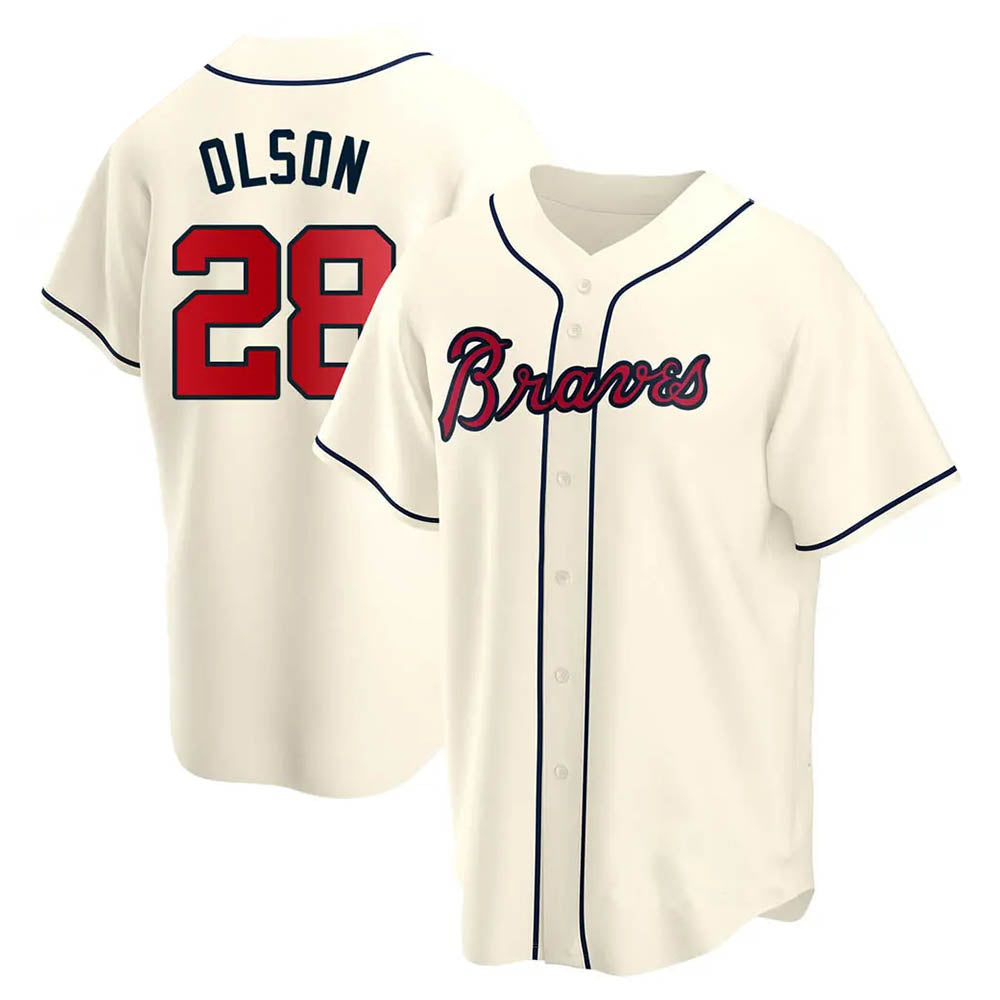 Arlishia A.Braves #28 Matt Olson Player Cream Replica Alternate Stitched Jerseys