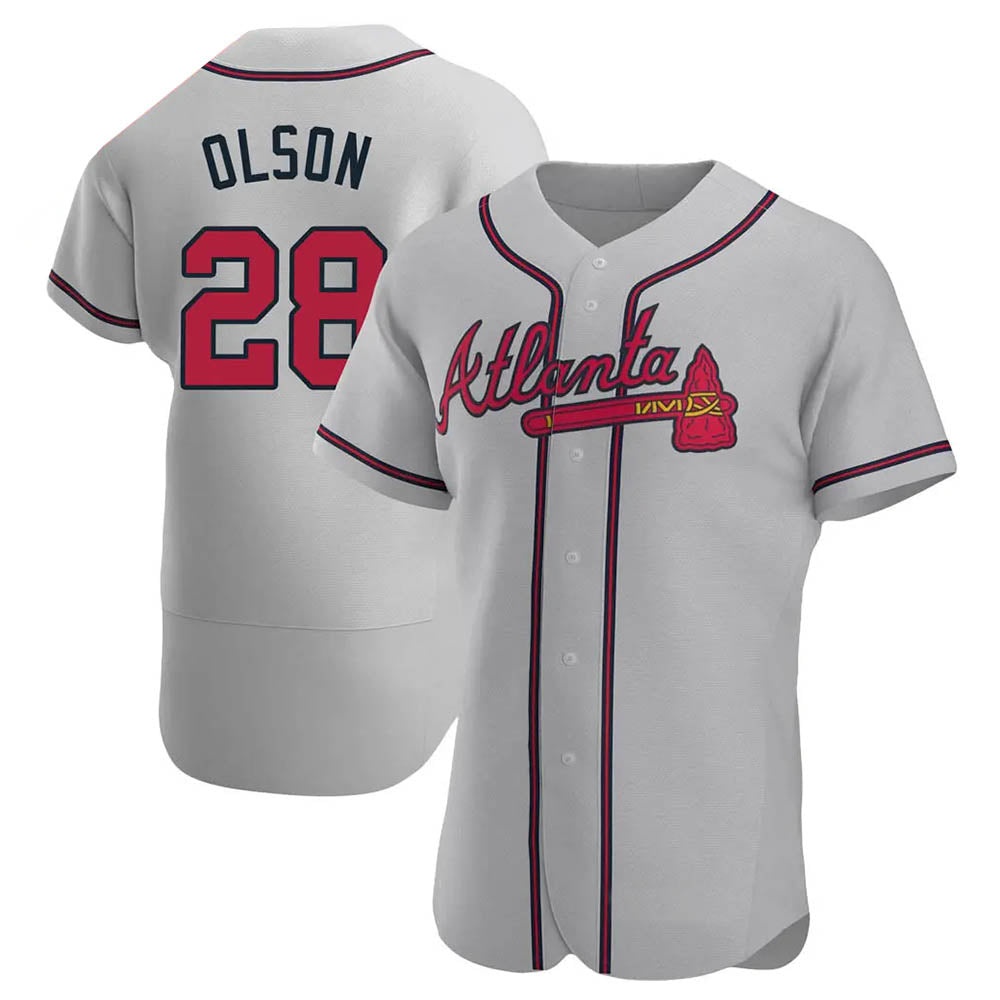 Arlishia A.Braves #28 Matt Olson Player Gray Authentic Road Stitched Jerseys