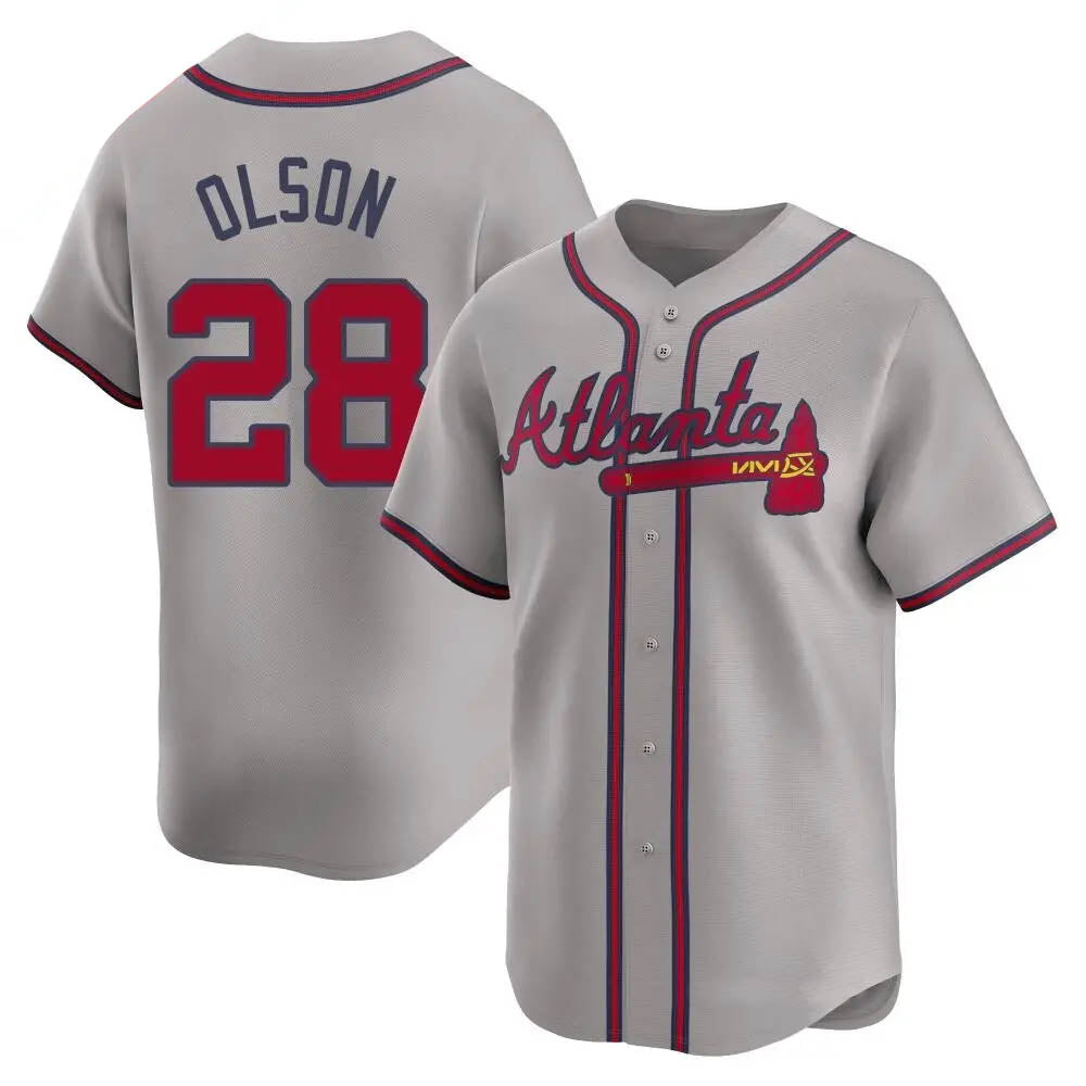 Arlishia A.Braves #28 Matt Olson Player Gray Limited Away Stitched Jerseys