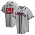 Arlishia A.Braves #28 Matt Olson Player Gray Replica Road Stitched Jerseys