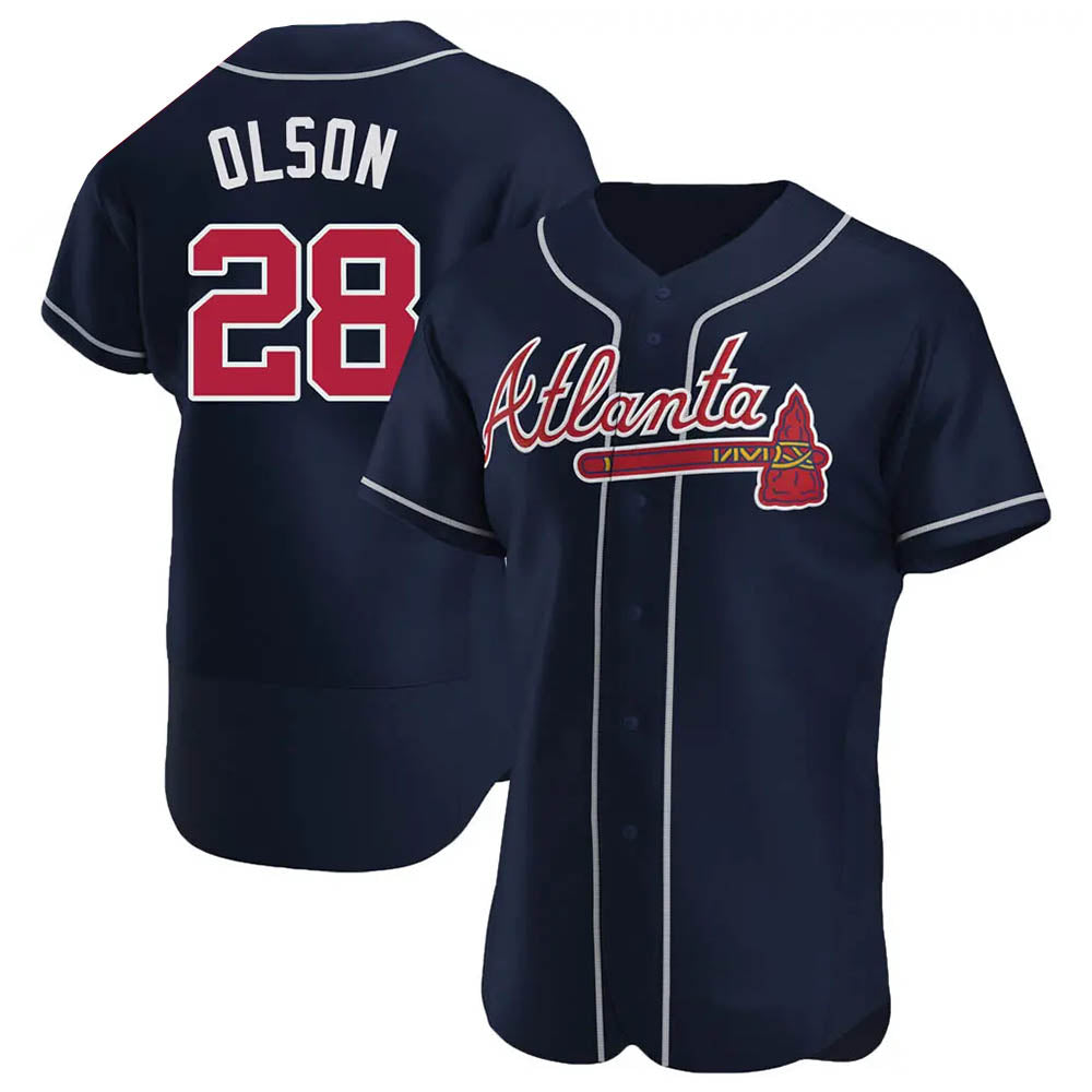 Arlishia A.Braves #28 Matt Olson Player Navy Authentic Alternate Stitched Jerseys