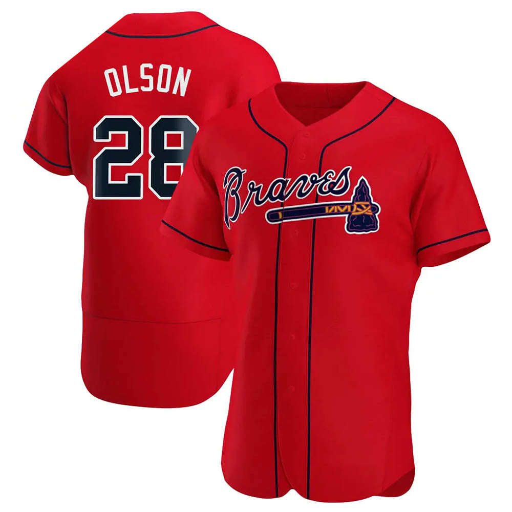 Arlishia A.Braves #28 Matt Olson Player Red Authentic Alternate Stitched Jerseys