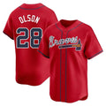 Arlishia A.Braves #28 Matt Olson Player Red Limited Alternate Stitched Jerseys