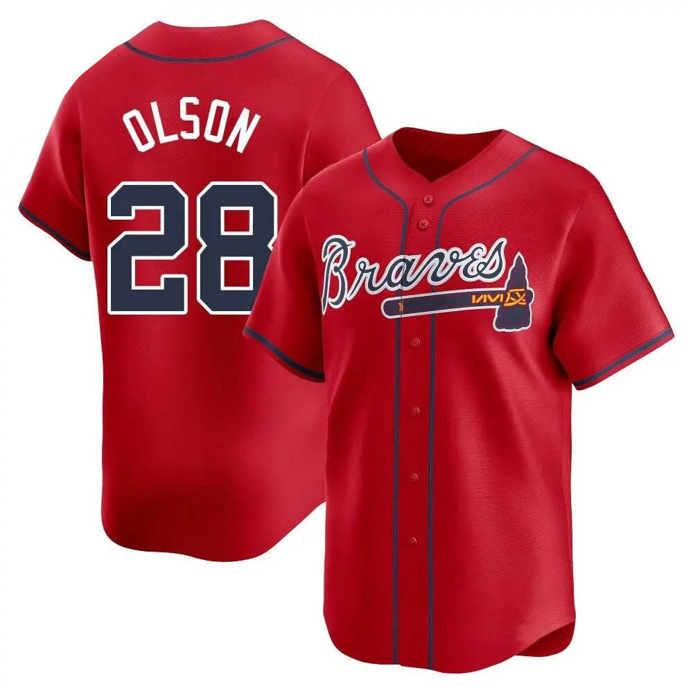 Arlishia A.Braves #28 Matt Olson Player Red Limited Alternate Stitched Jerseys