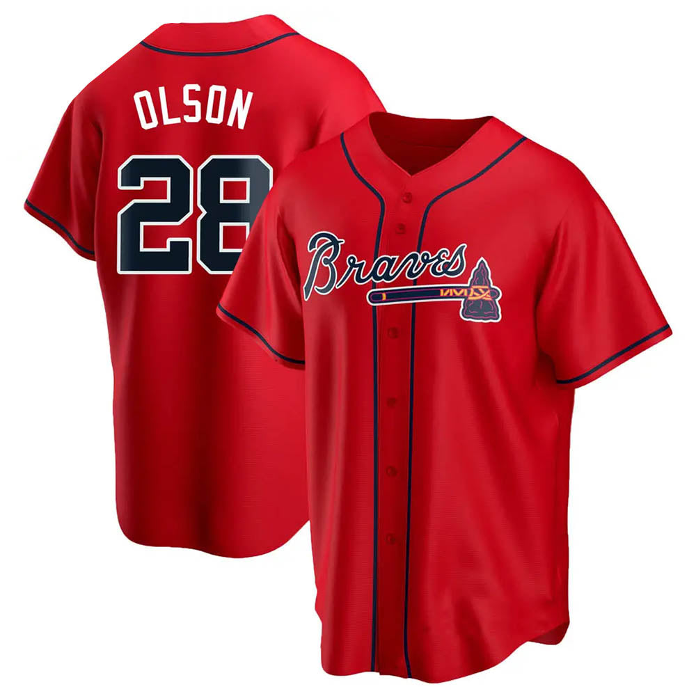 Arlishia A.Braves #28 Matt Olson Player Red Replica Alternate Stitched Jerseys