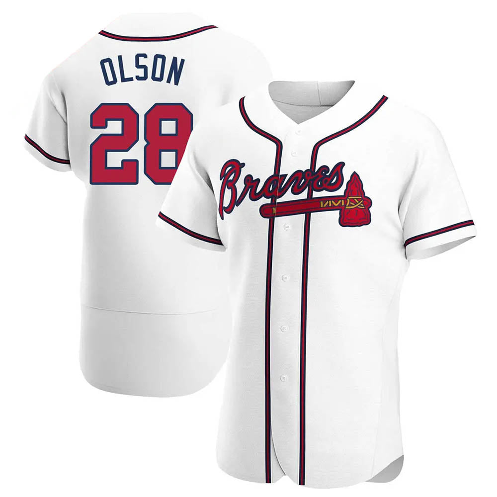 Arlishia A.Braves #28 Matt Olson Player White Authentic Home Stitched Jerseys