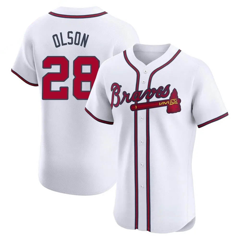 Arlishia A.Braves #28 Matt Olson Player White Elite Home Stitched Jerseys