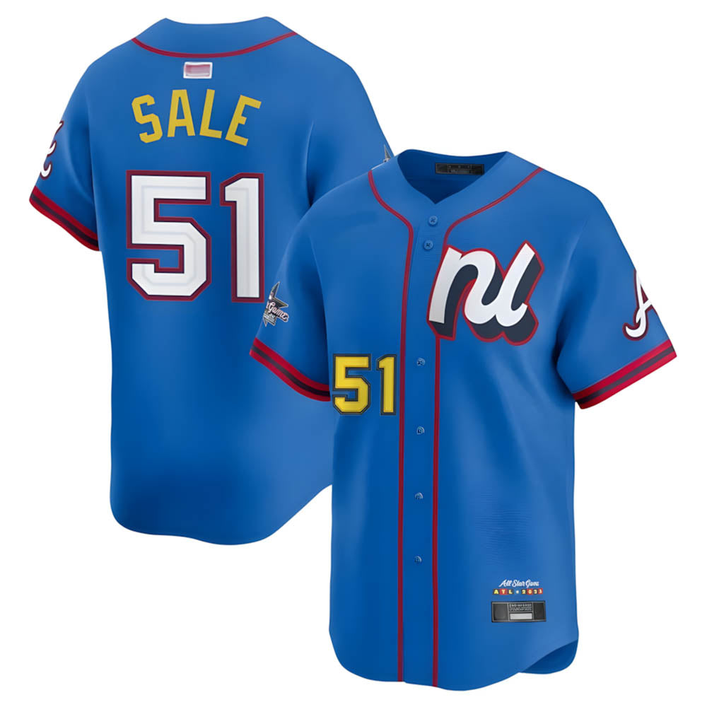 Arlishia A.Braves #51 Chris Sale Player Blue National League Limited Stitched Jerseys