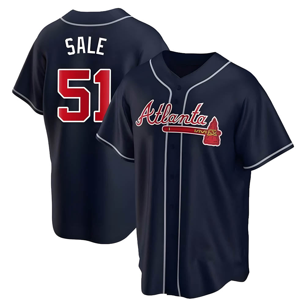 Arlishia A.Braves #51 Chris Sale Player Navy City Connect Stitched Jerseys