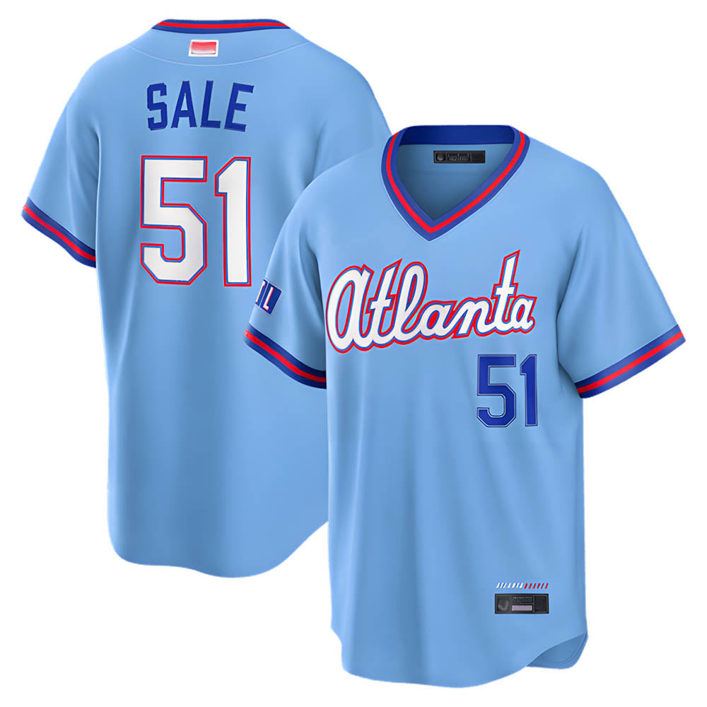 Arlishia A.Braves #51 Chris Sale Player Powder Blue 2026 City Connect T shirt Stitched Jerseys