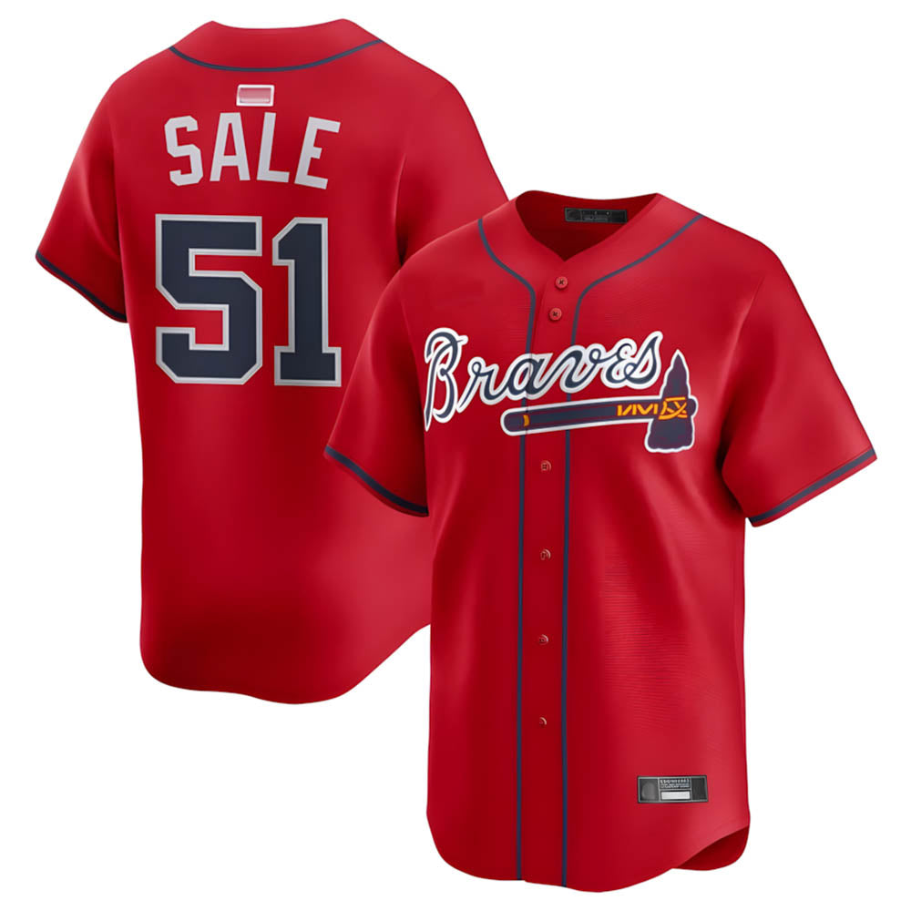 Arlishia A.Braves #51 Chris Sale Player Red Alternate Limited Stitched Jerseys
