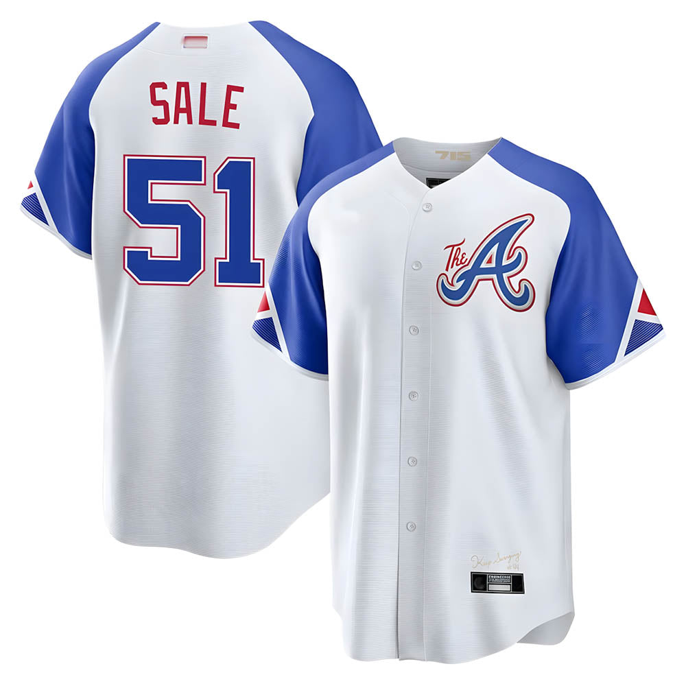 Arlishia A.Braves #51 Chris Sale Player White City Connect Limited Stitched Jerseys