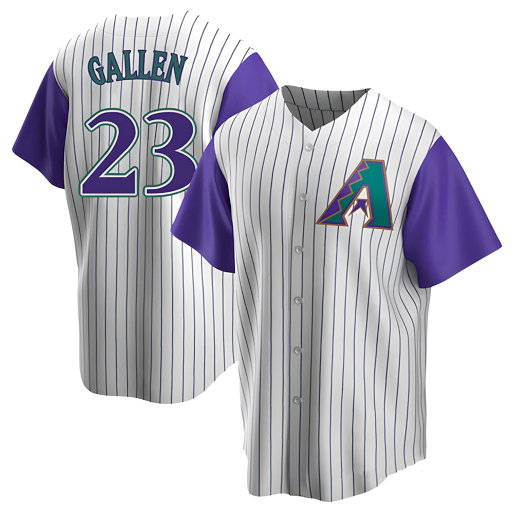 Arlishia A.Diamondbacks #23 Zac Gallen Player White-Purple Replica Stitched Jerseys