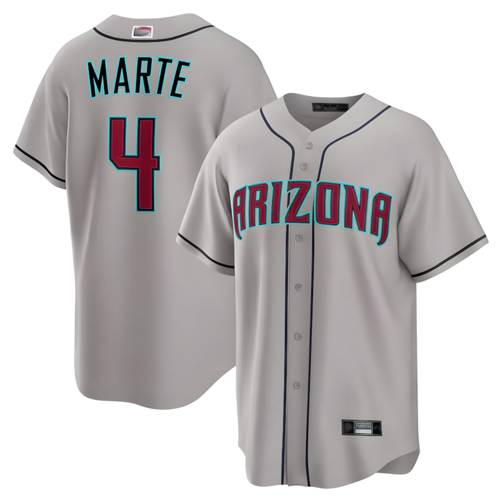 Arlishia A.Diamondbacks #4 Ketel Marte Player Gray Home Game Stitched Jerseys