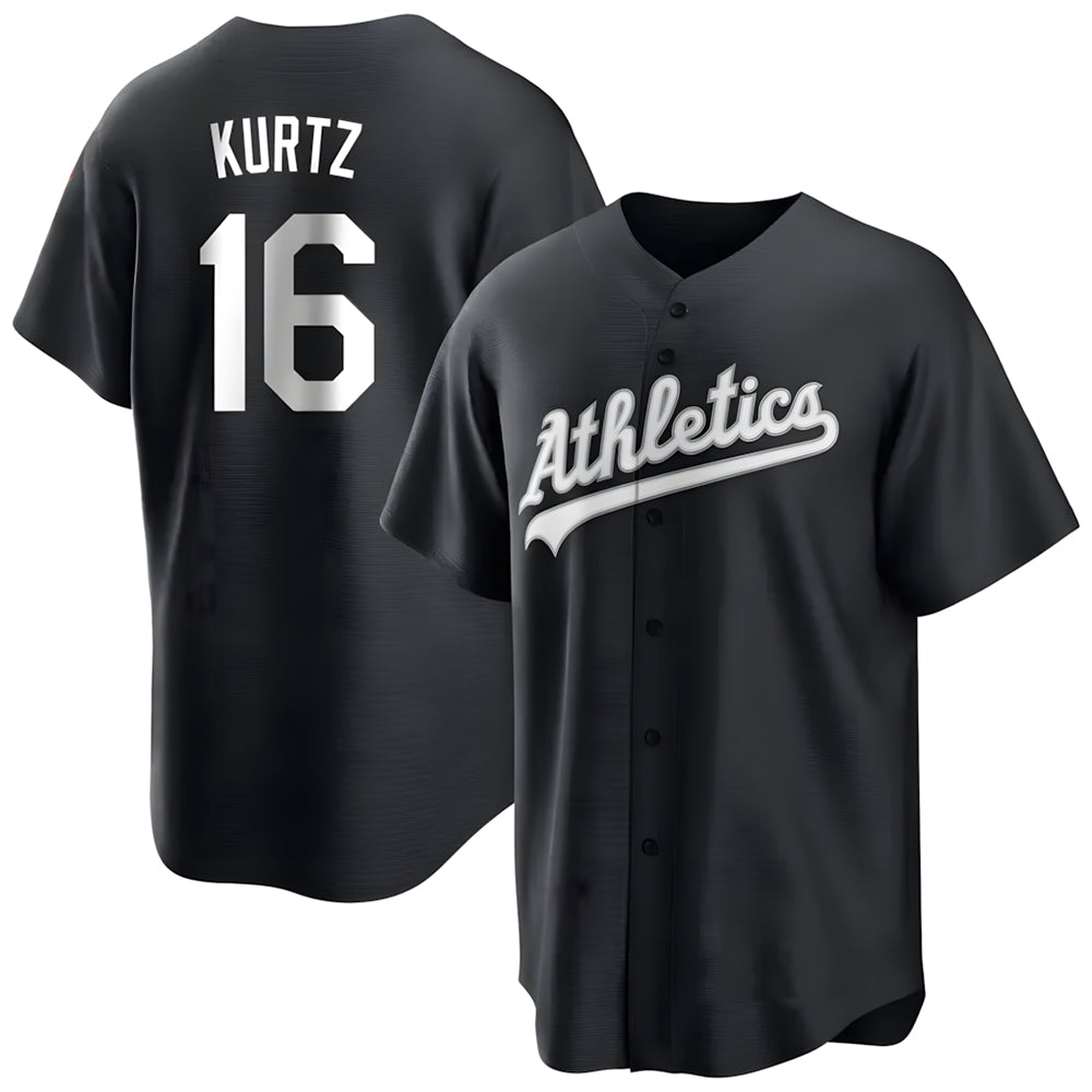 Arlishia Athletics #16 Nick Kurtz Player Black Game Stitched Jerseys
