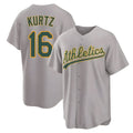 Arlishia Athletics #16 Nick Kurtz Player Gray Home Game Stitched Jerseys