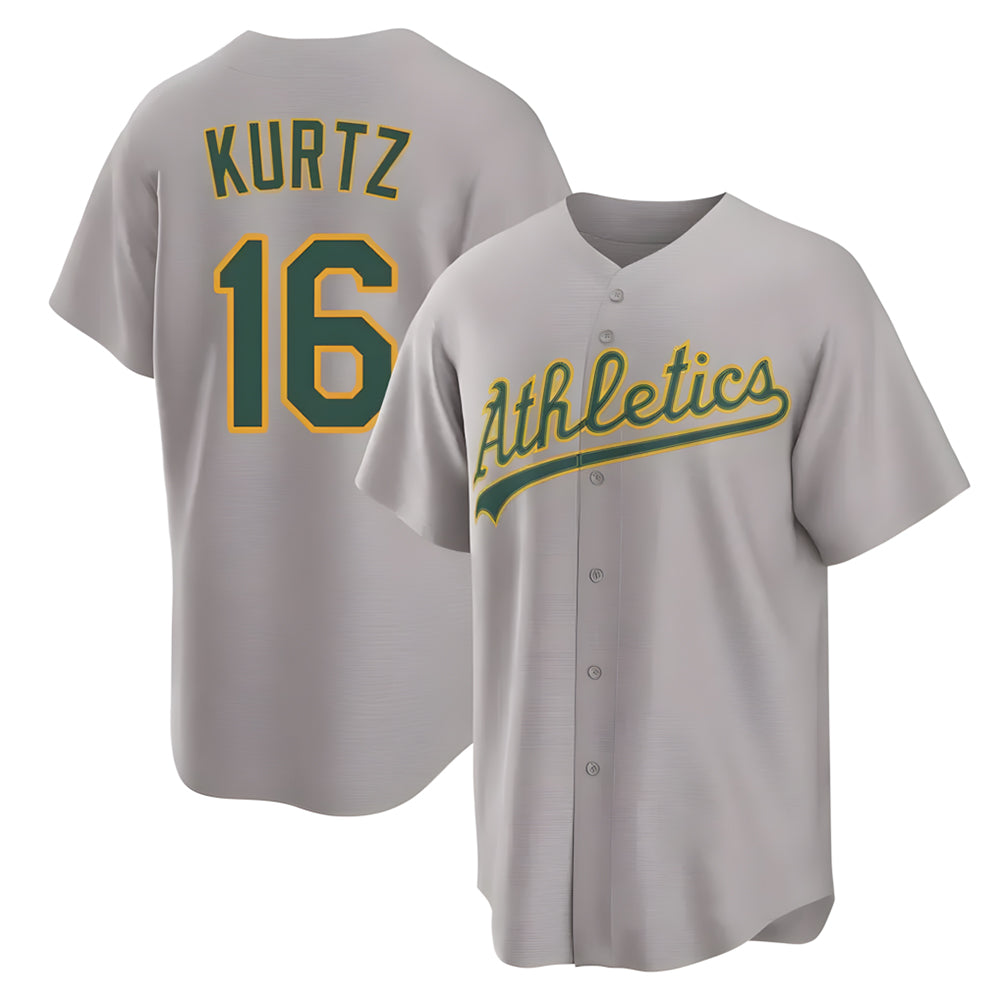 Arlishia Athletics #16 Nick Kurtz Player Gray Home Game Stitched Jerseys