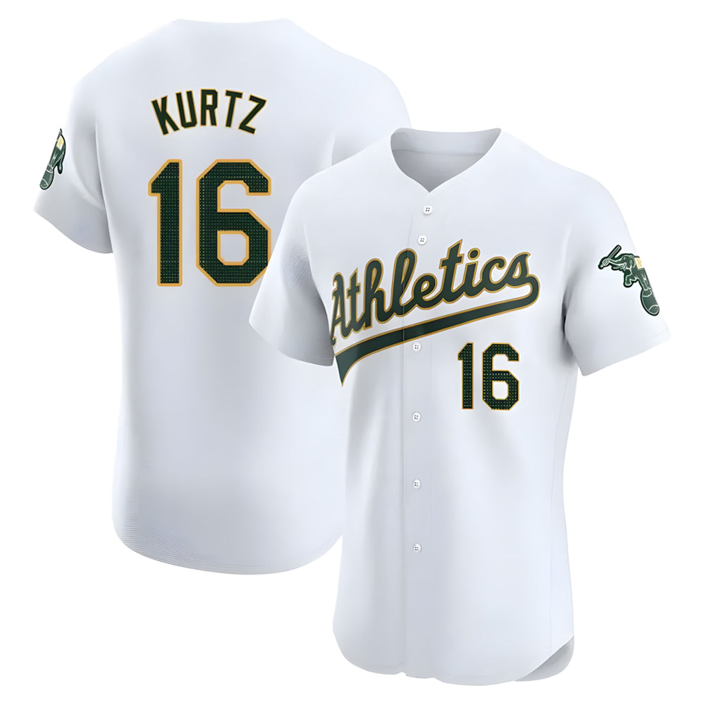 Arlishia Athletics #16 Nick Kurtz Player White Elite Road Stitched Jerseys