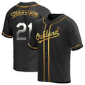 Arlishia Athletics #21 Tyler Soderstrom Player Black Golden Replica Alternate Stitched Jersey