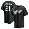 Arlishia Athletics #21 Tyler Soderstrom Player Black&White Replica Stitched Jersey