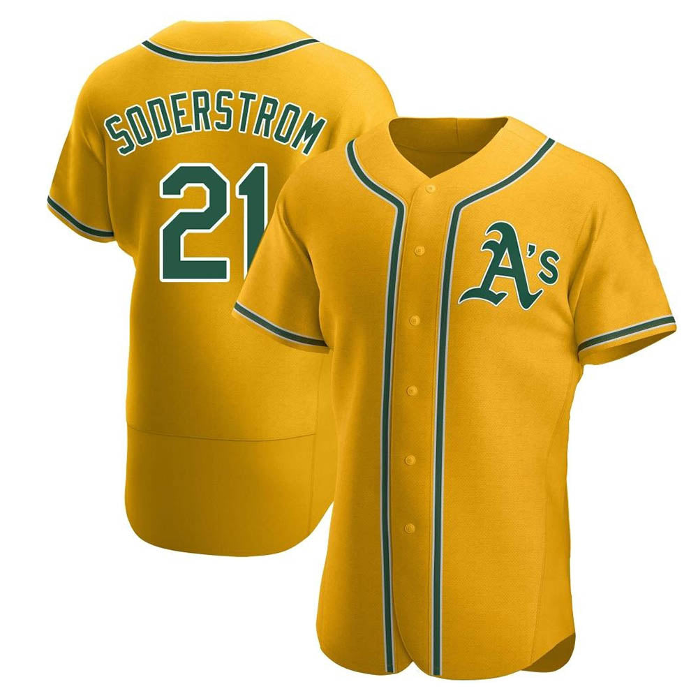 Arlishia Athletics #21 Tyler Soderstrom Player Gold Authentic Alternate Stitched Jersey