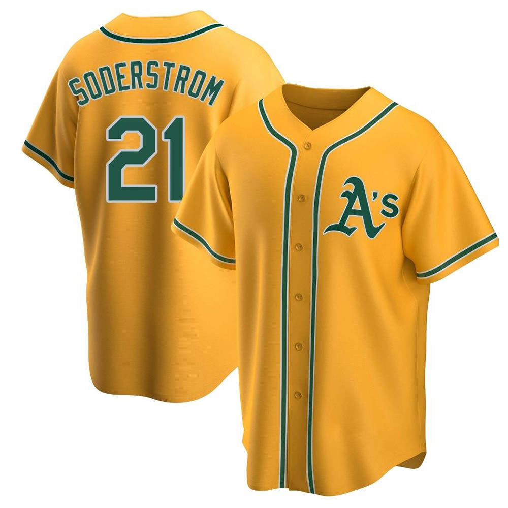 Arlishia Athletics #21 Tyler Soderstrom Player Gold Replica Alternate Stitched Jersey