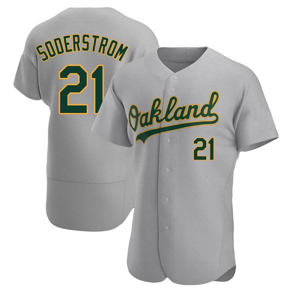 Arlishia Athletics #21 Tyler Soderstrom Player Gray Authentic Road Stitched Jersey
