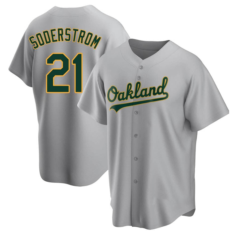 Arlishia Athletics #21 Tyler Soderstrom Player Gray Replica Road Stitched Jersey