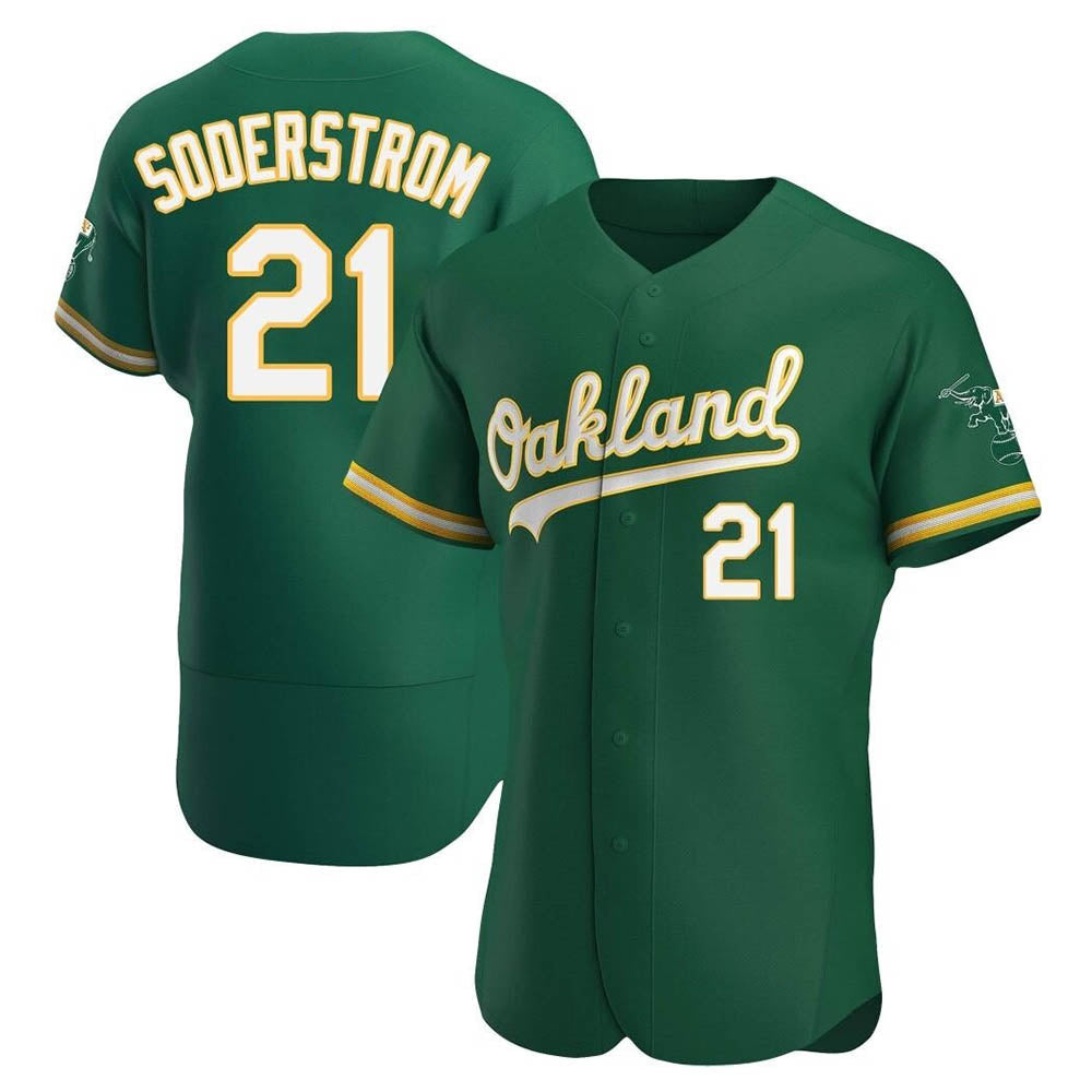 Arlishia Athletics #21 Tyler Soderstrom Player Green Authentic Kelly Alternate Stitched Jersey