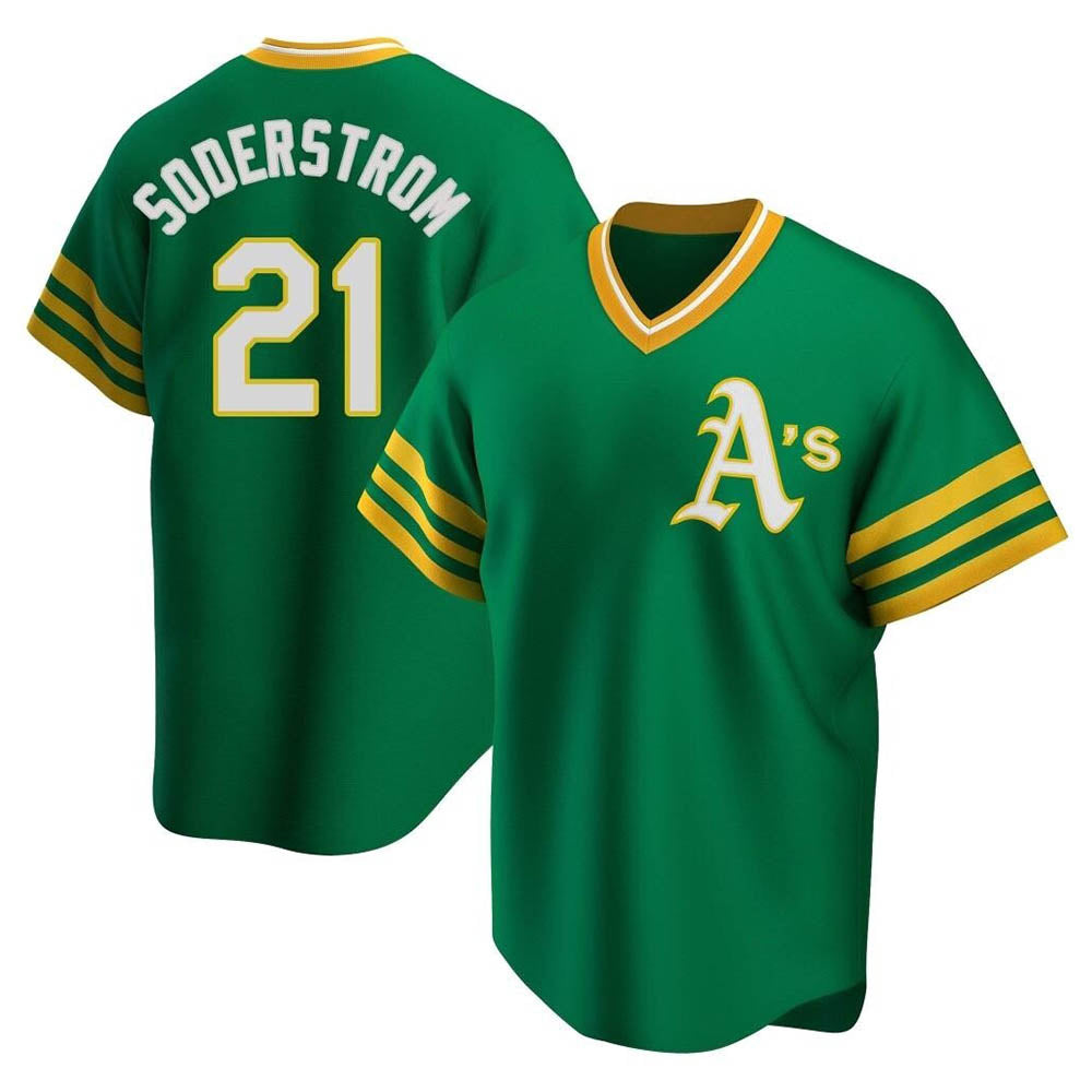 Arlishia Athletics #21 Tyler Soderstrom Player Green Replica Cooperstown Collection Stitched Jersey