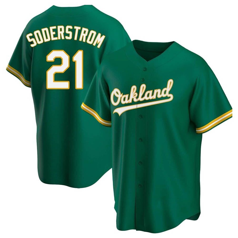 Arlishia Athletics #21 Tyler Soderstrom Player Green Replica Kelly Alternate Stitched Jersey