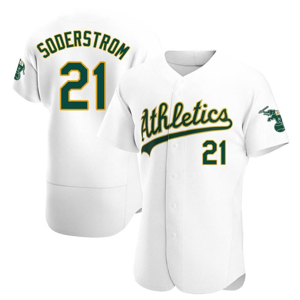 Arlishia Athletics #21 Tyler Soderstrom Player White Authentic Home Stitched Jersey