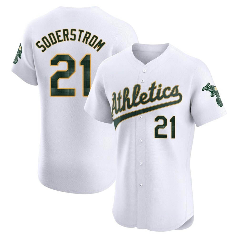 Arlishia Athletics #21 Tyler Soderstrom Player White Elite Home Stitched Jersey