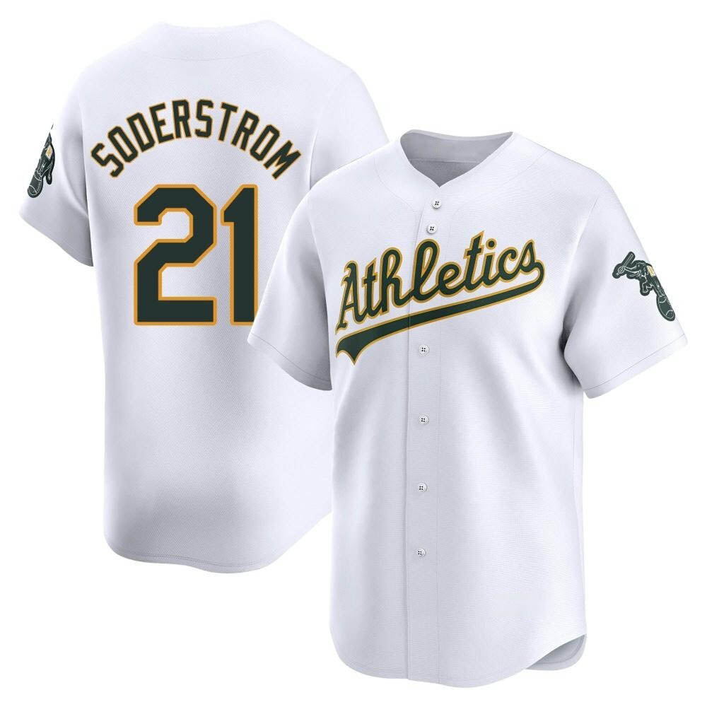 Arlishia Athletics #21 Tyler Soderstrom Player White Limited Home Stitched Jersey