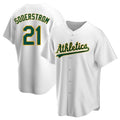 Arlishia Athletics #21 Tyler Soderstrom Player White Replica Home Stitched Jersey