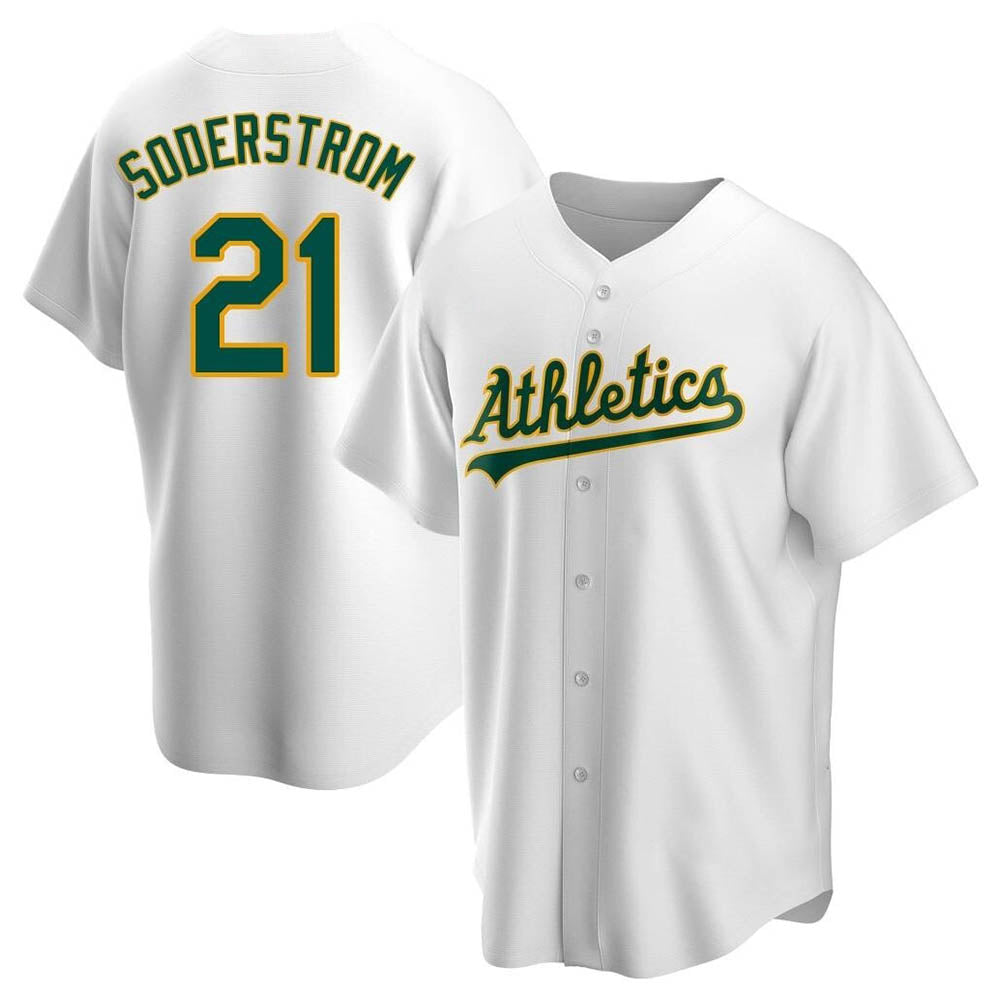 Arlishia Athletics #21 Tyler Soderstrom Player White Replica Home Stitched Jersey